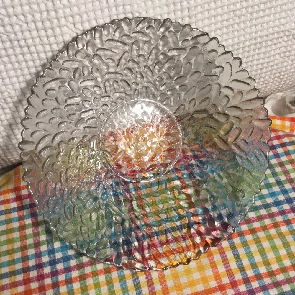 Vintage Scalloped Edge Chip/Dip/Snack 8” Round Glass Medium Serving Bowl